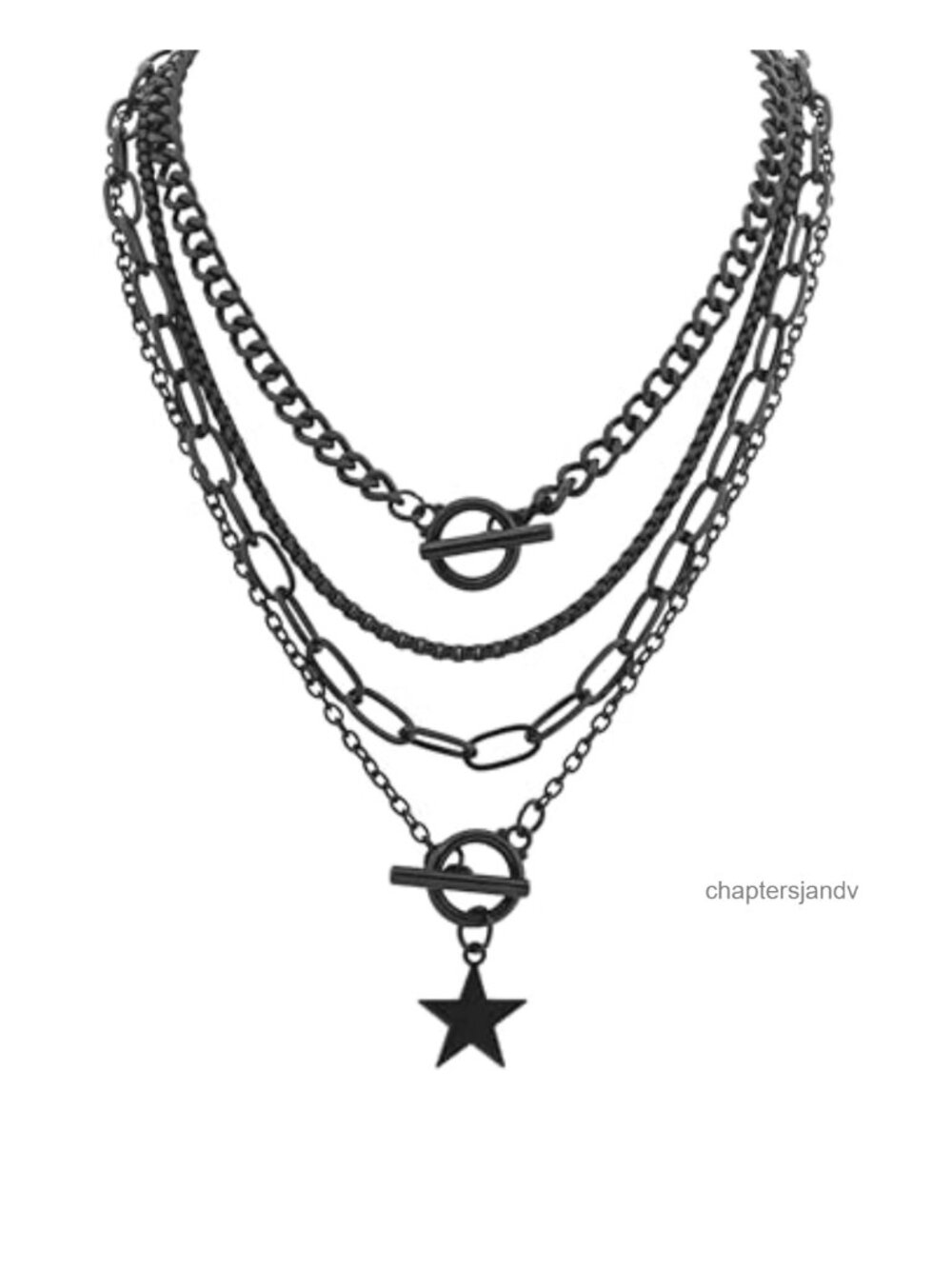 Sacina Goth Layered Star Choker Necklace Zinc Alloy Punk Multi-Layer